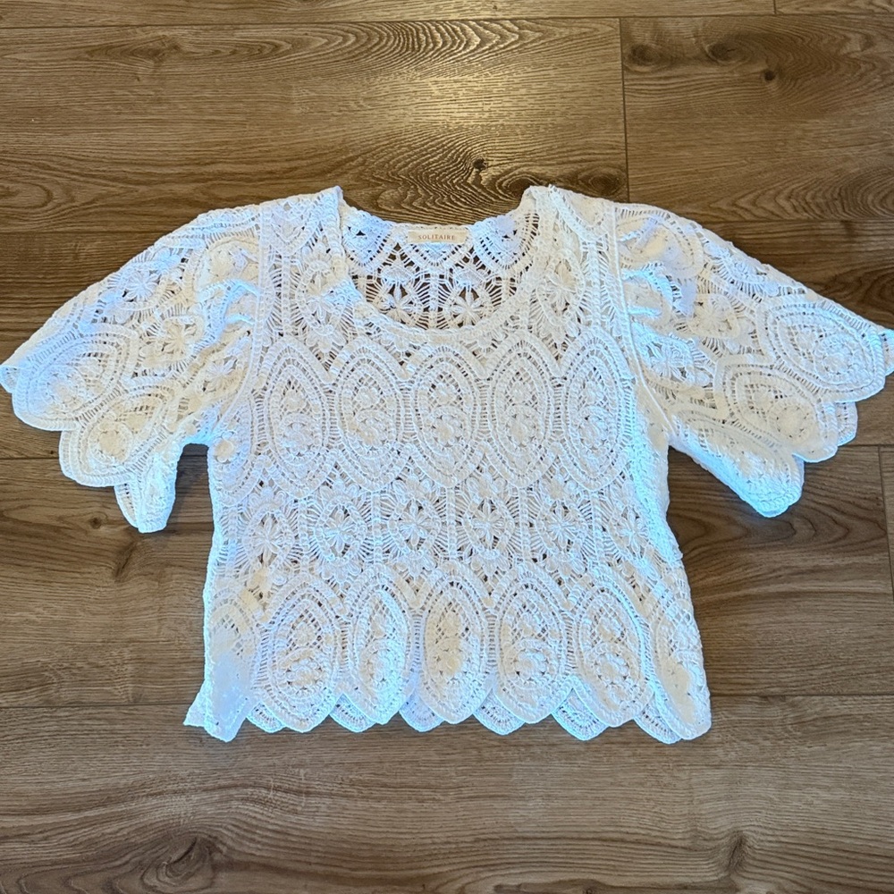 Solitaire Ivory Crochet Pattern sweater - Picture 3 of 10